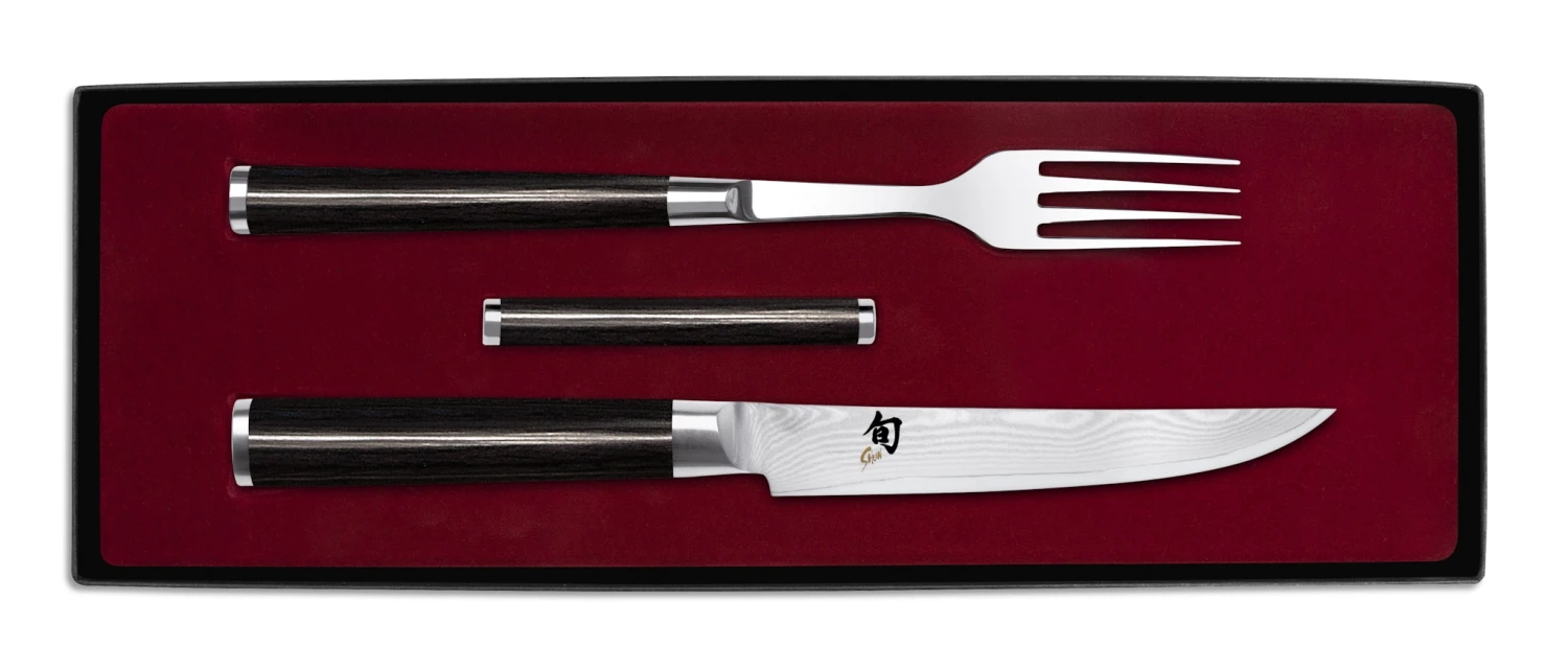 KAI SHUN Classic Sets Besteck-Set Gabel + Steakmesser + Besteckbänkchen 1 KAI SHUN Classic Sets Besteck-Set Gabel + Steakmesser + Besteckbänkchen